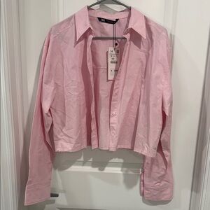 Zara Light Pink Cropped Shirt